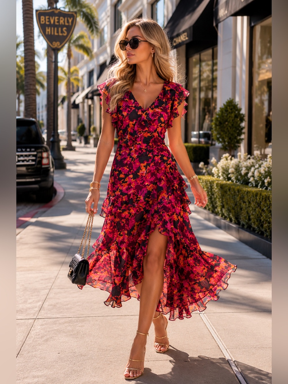 Vibrant long flowy Chelsea 28 dress in extra small